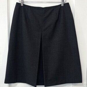 Eddie Bauer Women's Grey A-Line Pleat Front Wool Blend Knee Length Skirt,Size 12